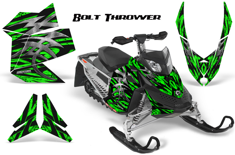 Skidoo REV XP Graphics Kit Bolt Thrower Green